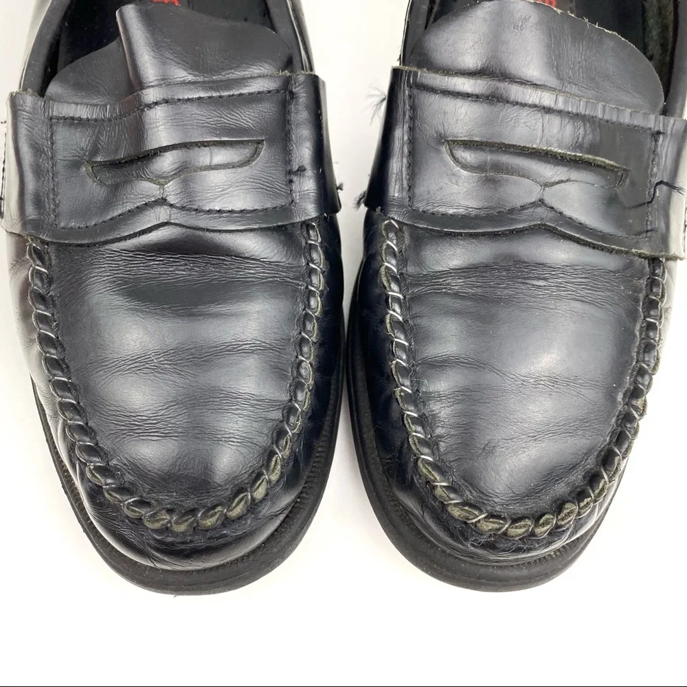 Y2K Vintage Buster Brown Black Leather Penny Loafers Slip On Casual Dress Shoe 3